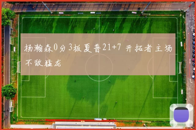 杨瀚森0分3板夏普21+7 开拓者主场不敌猛龙